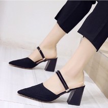 켈리온 7cm 스틸레토 니트 통굽 투웨이 뮬 슬리퍼 3color