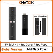 글로벌 버전 샤오미 미 TV 넷플릭스 구글 블루투스 스마트 안드로이드 2GB 8GB ROM, 없음, 6.Eu 플러그 - Add Black Cover, 없음