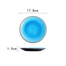 일본 블루 세라믹 음식 접시 두꺼운 입술 저녁 식사 접시 샐러드 그릇 접시 직사각형 접시 생선 접시 식탁 세트 도매, 직사각형 플레이트 S