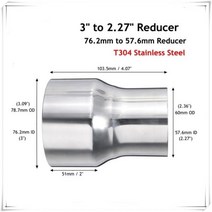 범용 자동차 스테인레스 스틸 표준 배기 감속기 커넥터 파이프 튜브 76mm 63mm 60mm ~ 63mm 57mm 52mm 50mm, 76mm 57mm_중국