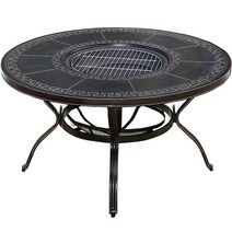 야외 바비큐 숯불 테이블 화로 마당 하향식 로스타, 태석 의자 6개 + 120CM 숯테이블