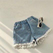 아르베 키즈 레이스 밴딩 청데님