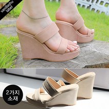 [바닐라슈] 켈리샤 베이직 투탑 통굽웨지 뮬 슬리퍼(7.5cm 11cm)