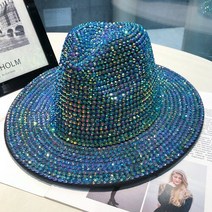 Hat Female 2022 Autumn Winter Fashion Rhinestone Elegant Fedora British Retro All-Matchin 311eEA9a5