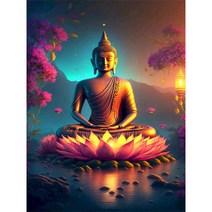 탱화 불교용품 산신 종합 관세음보살 아미타불 무속용품 불교그림 선녀 금강경사경 GATYZTORY숫자로 그림 부처님 손으로 그린 아트 선물 DIY 숫자로 종교 키트 캔버스에 그리기, 136.9934897 - 20x30cm no frame