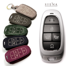 세미Luxury 현대F 투싼NX4 키케이스 5버튼 누벅 가죽 스마트키 케이스 차키 홀더 키 커버 각인 자동차 첫차 선물, 베이지 Beige