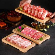 업소용 고기 접시 나무 트레이 빈티지 한우 모듬, 중간 크기의 화려한 직사각형 접시