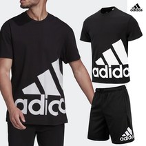 아디다스 빅로고 면 티셔츠 반바지 상하의 세트 올블랙 여름 바캉스 패션 *빠른출고*