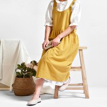 비바엔젤 예쁜 바리스타 앞치마 빅사이즈 린넨 원피스형앞치마 어린이집 유치원 선생님 모던하우스앞치마, B타입-블랙