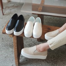 지젤부티크 통굽 가죽 키높이 슬립온 5cm