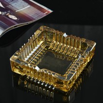 홈 크리스탈 유리재떨이 레트로 거실 장식재떨이, 앰버골드스퀘어 스몰(12cm)