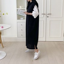 에베쏘 와플 롱 조끼 원피스_8510