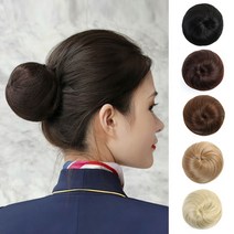 마녀플랜트 승무원 하이번 당고머리 가발 한복 올림가채 부분가발, 블랙_승무원하이번, 1개