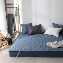 아이닉스 고정밴딩 순면 누빔 패밀리 침대 패드, 네이비