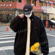 Makone 상표등록2023 폴리스자켓 단톤 고급 후드 오버핏 대형 남성 후리스 빅사이즈 겨울 기모 뽀글이 벨벳 남자 아우터