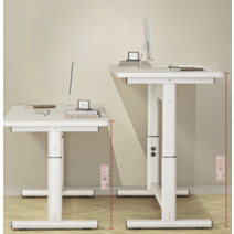 낮은책상 65cm 높이 키작은 리프트데스크 수동 높이조절 여성용 여성책상, 올화이트 140x70x65-90cm