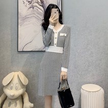 연예인 스타일 여성 원피스 체크 드레스 코디 여성스런 패션 E81