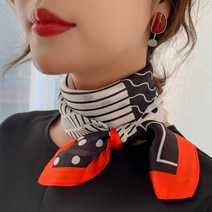 뉴타임즈 연예인스타일 실크 스카프 작은 스카프 캐주얼 오피스룩 아나운서룩