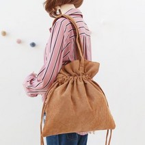 복주머니 스타일 코듀로이 여자 데일리 패션 가방