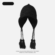 새해 빨간 모자 여성의 가을과 겨울 양모 달콤하고 귀여운 소매 수제 니트 귀마개