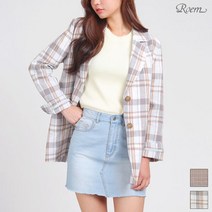 로엠 박시핏 빅체크 린넨자켓 RMJK937RQ1