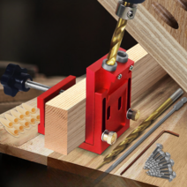 가이드 드릴 목공 로케이터 구멍 펀치 포지셔너 지그, 파란색+1경사구멍드릴