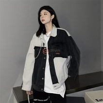 오르난 봄 여자 투톤 패치워크 데님 재킷 R189