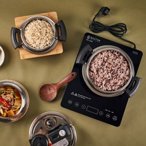 소댕 압력밥솥 솥밥 통3중 스텐 미니 소형 캠핑 압력솥 인덕션, 소댕2.2L압력솥+대나무받침대+1구인덕션