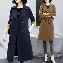 스타일아유 여성용 베이직 트렌치코트 프리미엄 브레스티드 벨티드더블 트렌치 코트 1+한켤레 순면 스타일아유 양말[AYA9BB0046]