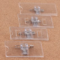 투명 아크릴 이름표 옷핀 집게 명찰 집개 직사각형 가격표 스태프60mm 70mm 80mm 사이즈선택 5개입 1세트, 60x30 5개입