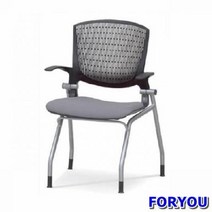 ForU166 회의용 고정의자 멜론 팔유 사출 쿠션 컴퓨터의자 책상의자 등받이의자, 블랙
