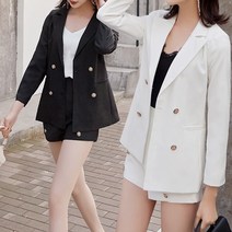 여성 투피스 자켓 반바지 정장 세트 숏팬츠 수트 셋업