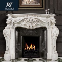 벽난로 콘솔 폭좁은 엔틱 모던 테이블 대리석 유럽 스타일의 빌라 럭셔리 거실 장식 캐비닛 Yashi 흰색 수입 돌 벽난로 사용자 정의, 3. 흑백뿌리 1512504m