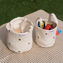 (엘린베베) 최고급 누빔 바구니 - 패브릭 장난감 인형 기저귀 수납 보관 정리 함 바스켓, 곰발바닥