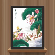 DIY 명화 그리기 세트 유화 페인팅 147 연꽃, 연못 드로잉 보드판+붓+물감세트_60X75
