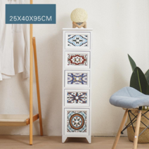 JINGHENG 욕실수납장 25cm틈새수납장 서랍식 화장실 원목 캐비닛 주방 수납장 거실 틈새 모서리수납선반, C01-25cm추첨 오단수납장