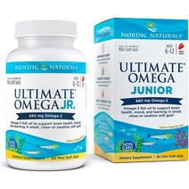 노르딕 내추럴스 얼티메이트 오메가 주니어 딸기 맛 90소프트젤 680mg 오메가3s EPA DHA Non-GMO 45서빙 Nordic Naturals