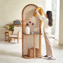 파티션 수납장 라탄 공간 분리 수납 선반 병풍 스크린, 4단 수납 블랙