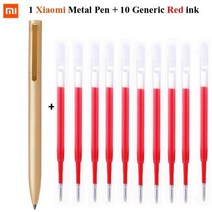 원래 샤오미 Mijia 메탈 로그인 펜 9.5mm 서명 PREMEC 부드러운 스위스 블랙 블루 레드 리필 내구성 비즈니스, 1Mi Pen 10Red ink