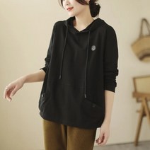 나드리 여성 간절기 순면 옆트임 긴팔 후드티