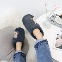 노리스 곰돌이(옆) 털슬리퍼, 여성용 딥그레이 free
