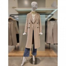 케네스레이디 헤링본 더블 버튼 롱코트
