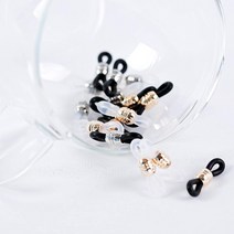 가배리본 안경걸이 실리콘 8자고리, 블랙골드