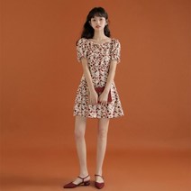 리카 여성 프린세스 플라워 퍼프 원피스