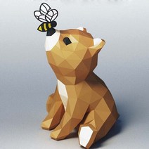 페이퍼크래프트 헌팅트로피 대형 종이접기 3D 종이크래프트 종이 인형 취미 아트 종이공예 만들기 핫신상kawaii 곰 3d 모델 동물 장식품 3d diy 입체 수제 품 깜짝, 곰 종이 모델