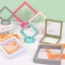 뱃지보관함 미니 프레임 목걸이보관함 반지 악세사리 비즈 목걸이정리함 아크릴 유리 쥬얼리 케이스, 그레이_9*9cm