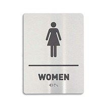 Womens Restroom Identification Sign - ADA Compliant Bathroom Sign Raised Icons Raised Braille Bru, 1