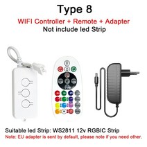통합리모컨 tuya smartlife wifi rgbic 테이프 ws2811 주소 지정 가능 led 스트립 조명 유연한 스크린 tv 백라이트 1m 2m 3m 5m 10m 15m, 키트에 포함된 eu-type 8