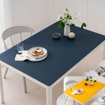 (14colors 11size) 롤로아 100% 방수 가죽 식탁보 테이블보, 210x100cm, 양면-14 (Navy+Mustard)