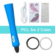 인체 공학적 3D 펜 세트 LCD 화면 디스플레이와 아이의 창조적인 장난감을위한 3d 인쇄 PCL 필라멘트와 드, 01 Blue-10M